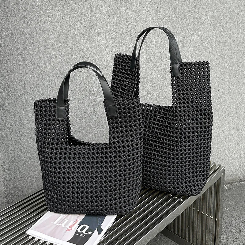 Rope Woven Shoulder Tote Bag