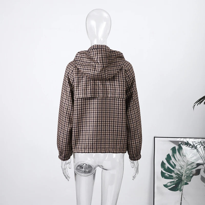 Long Sleeve Plaid Button-Up Shirt Jacket for Women