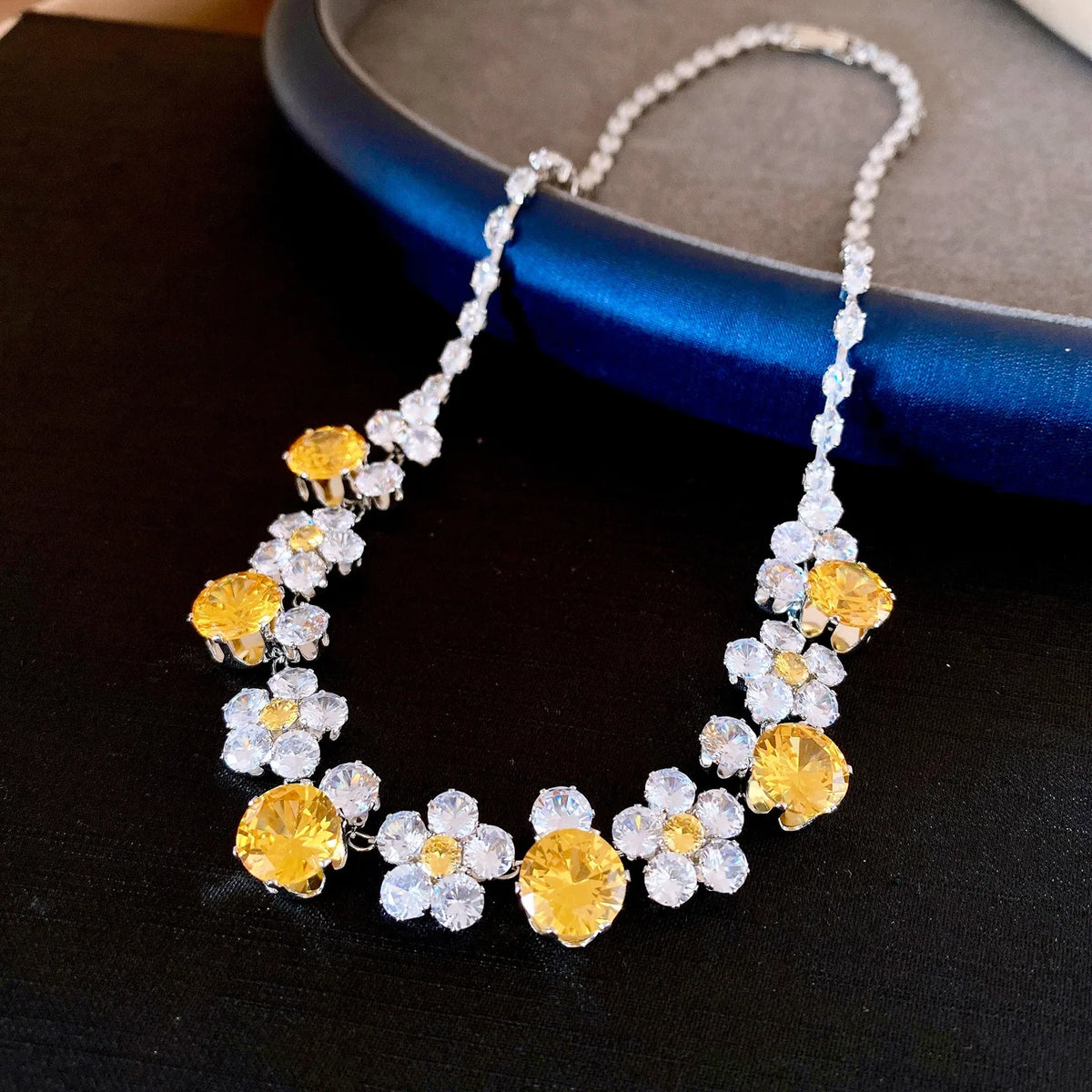 Floral Cubic Zirconia Necklace Set