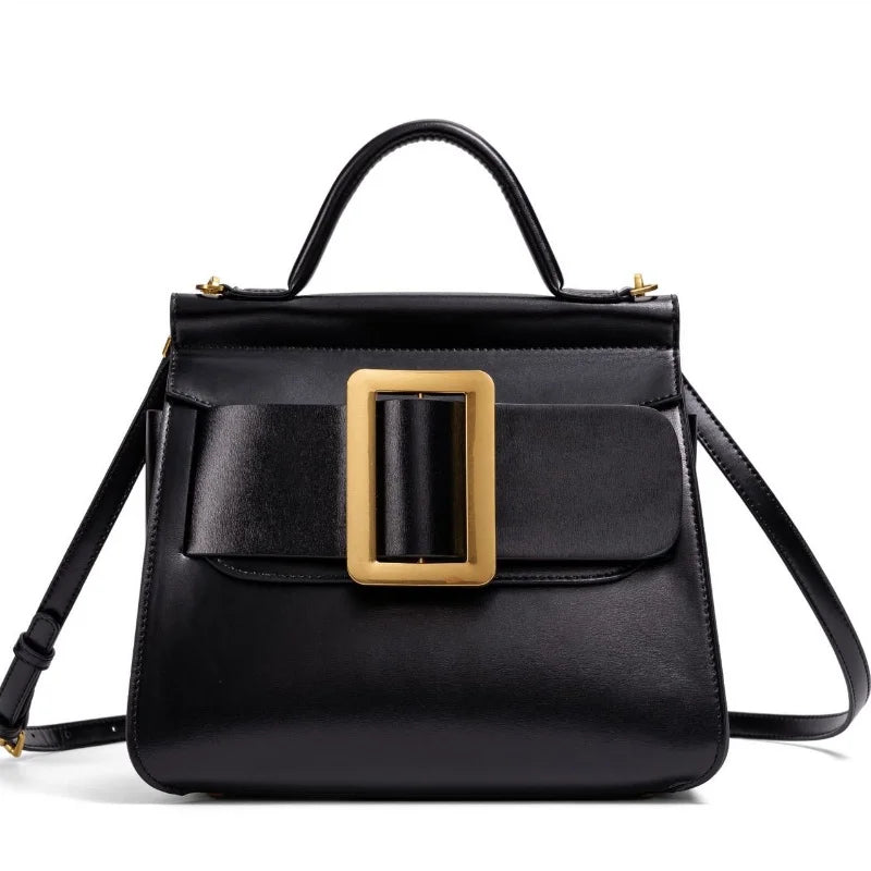 Structured Square Buckle Shoulder Bag