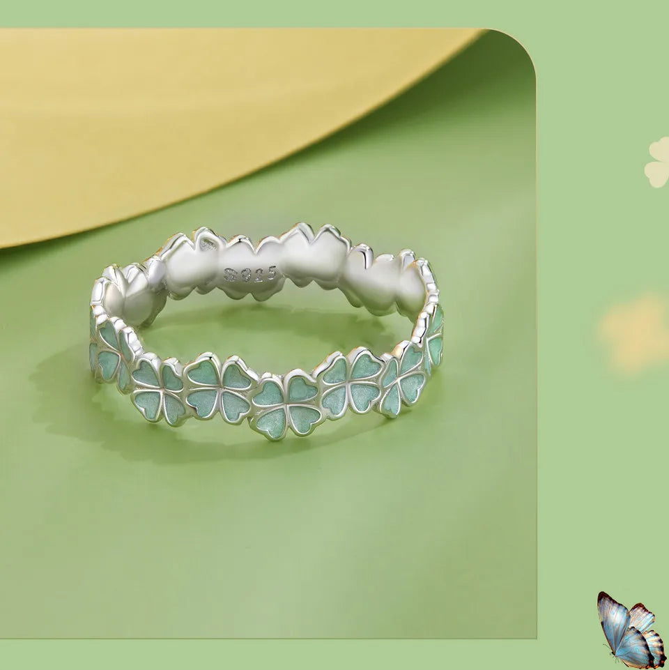 Four Leaf Clover Sterling Silver Ring