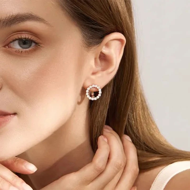 Round Zircon Crystal Drop Earrings
