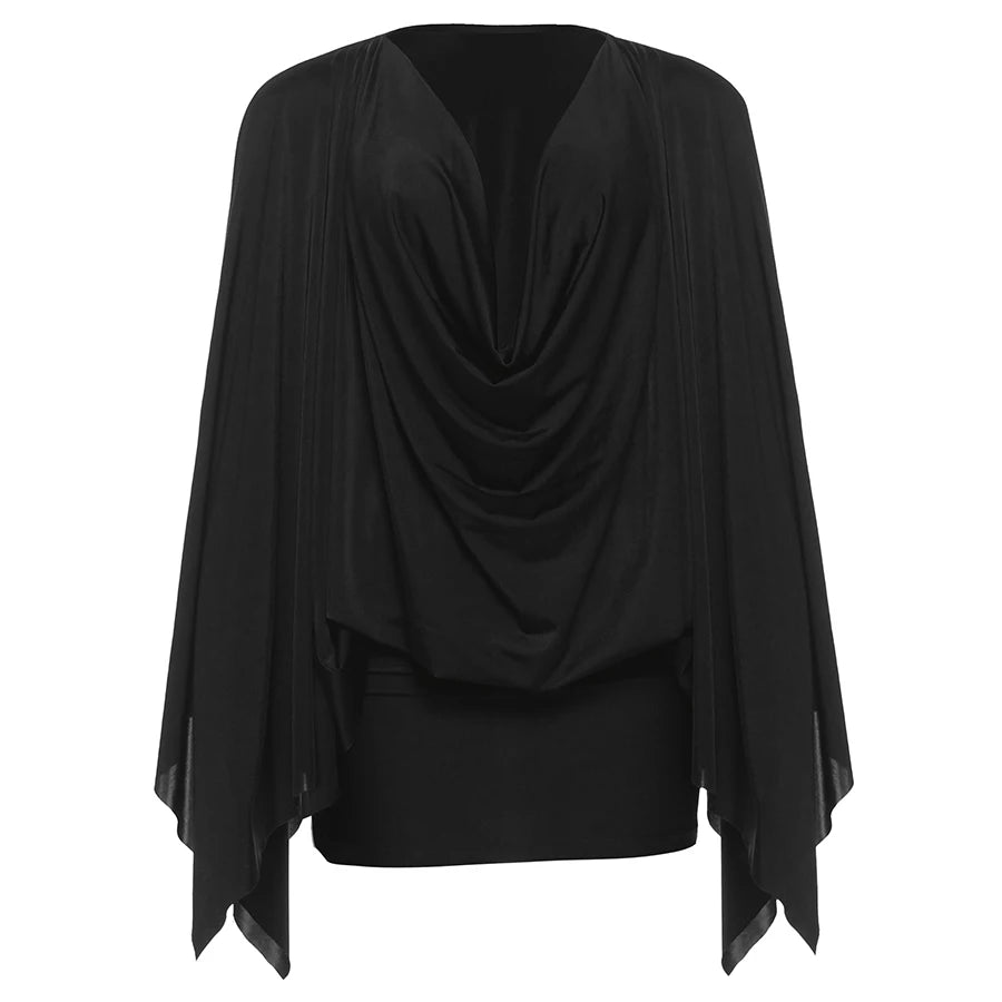 Satin Deep V Neck Mini Dress With Long Sleeves for Women