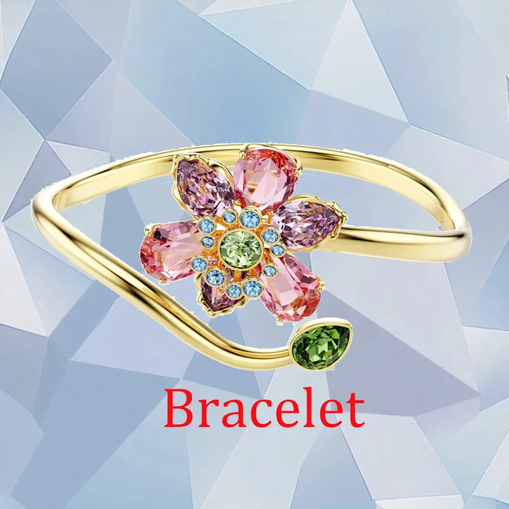 Gold Plated Zirconia Crystal Pendant Set for Women