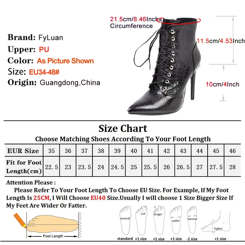 Chic Pointed Stiletto High Heel PU Leather Ankle Boots for Women