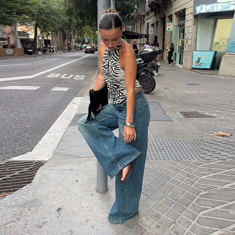High Waist Leopard Print Zipper Midi Skirt for Women