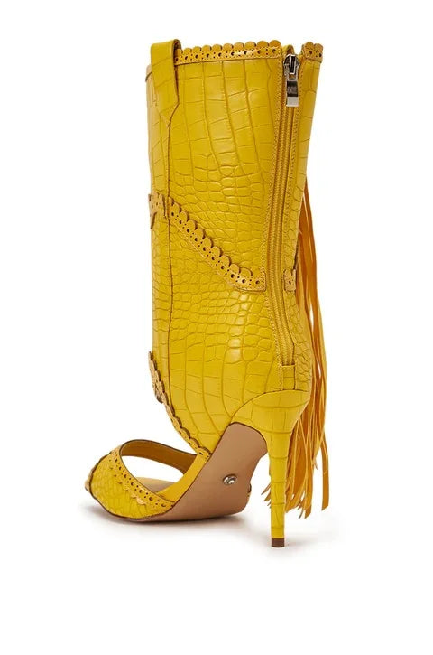 Hollow Out Open Toe Zipper Stiletto Heels Boots for Women