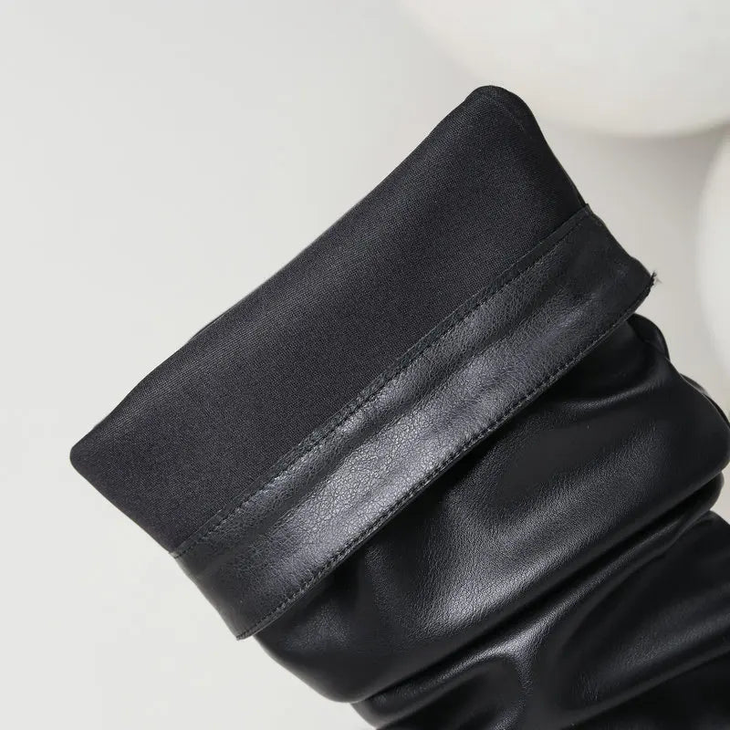 Pleated Stiletto Pointed Toe Boots
