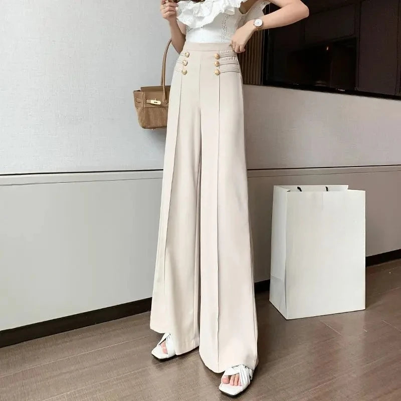 High Waist Female Trousers Elastic Classic Xxl Vintage Korean Fashion Chic and Elegant Aesthetic G 90s Women's Pants Wide Leg