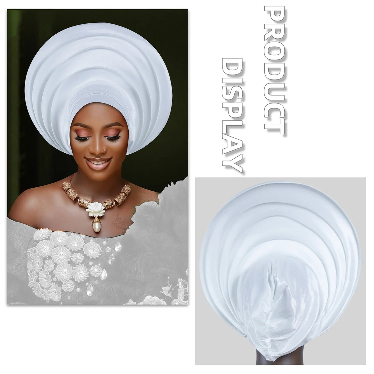 African Wedding Gele Turban Head Wrap Cap for Women