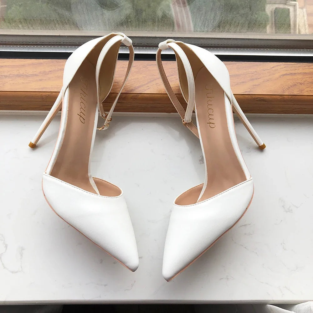Elegant Pointed Toe Ankle Strap Stiletto Pumps for Women