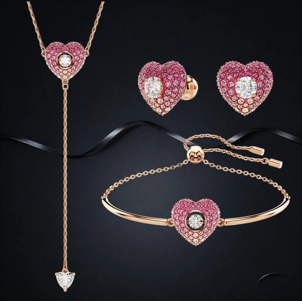 Faceted Crystal Necklace And Earrings