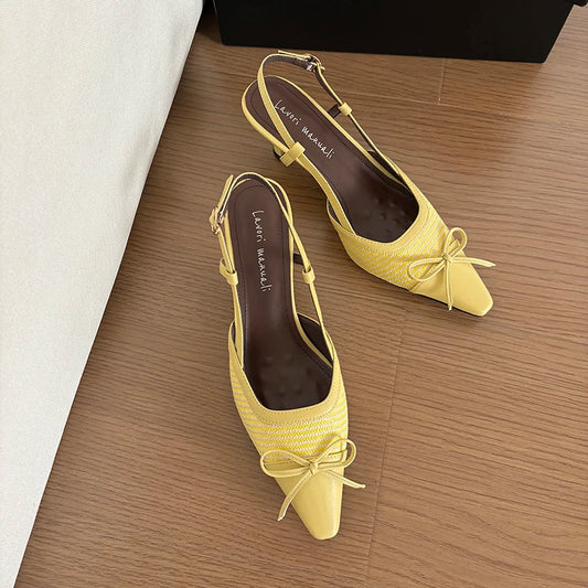 Bowtie Weave Buckle Sandals