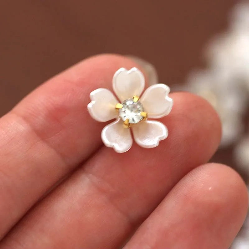 White Petal Rhinestone Hair Rings