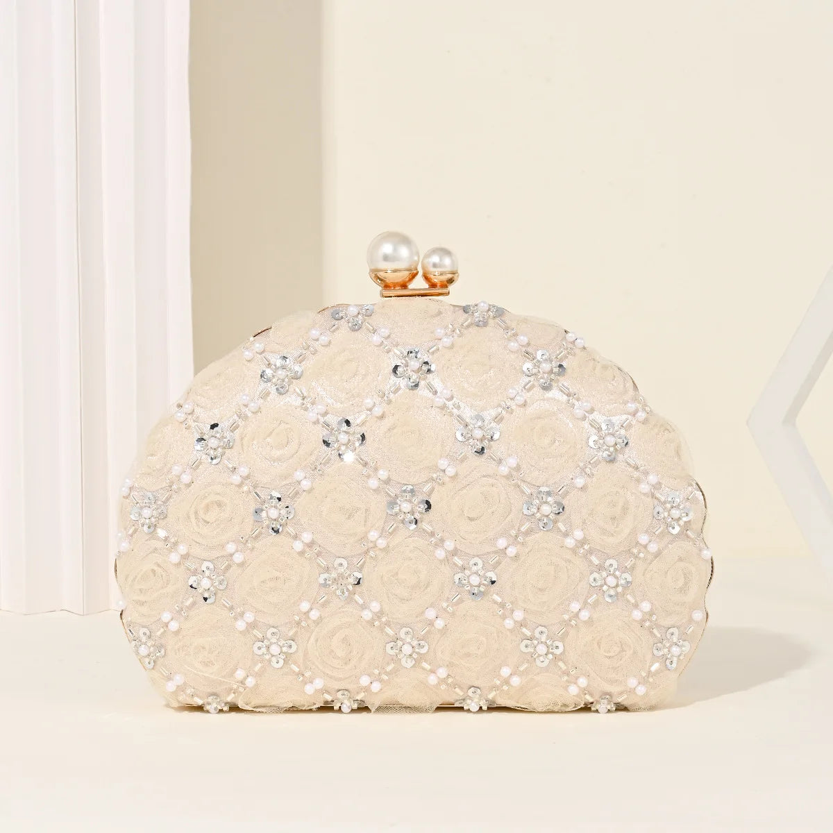 Floral Rose Hard Shell Evening Clutch Bag for Women