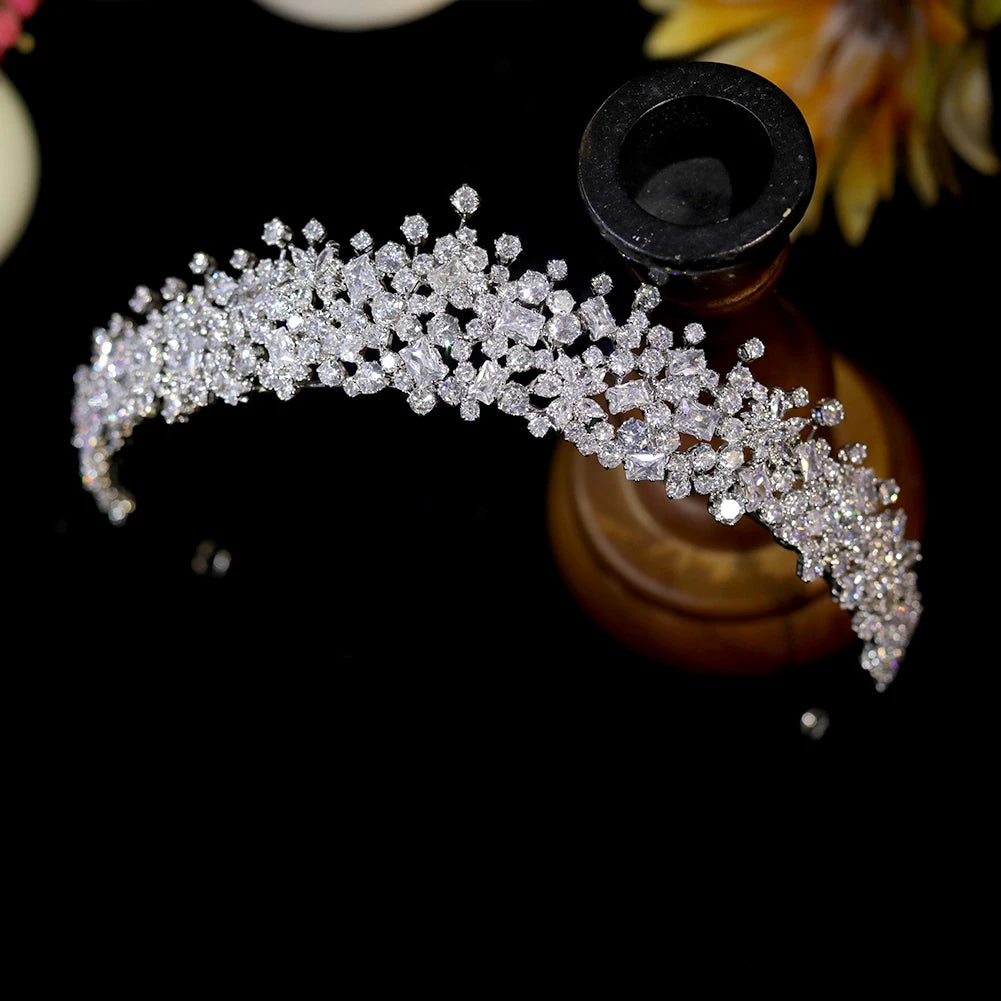 Sophisticated Crystal Zircon Princess Tiara for Women