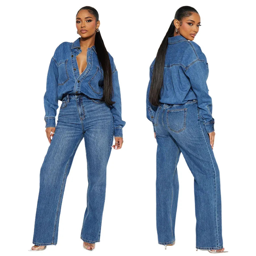 Washed Distressed Denim Jumpsuit