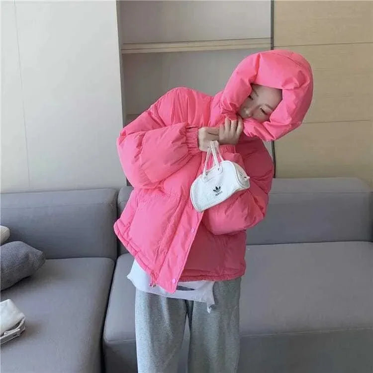 Warm Oversized Hooded Cotton Puffer Parka for Women