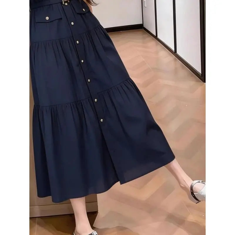 French Blue Short Sleeve Shirt Dress