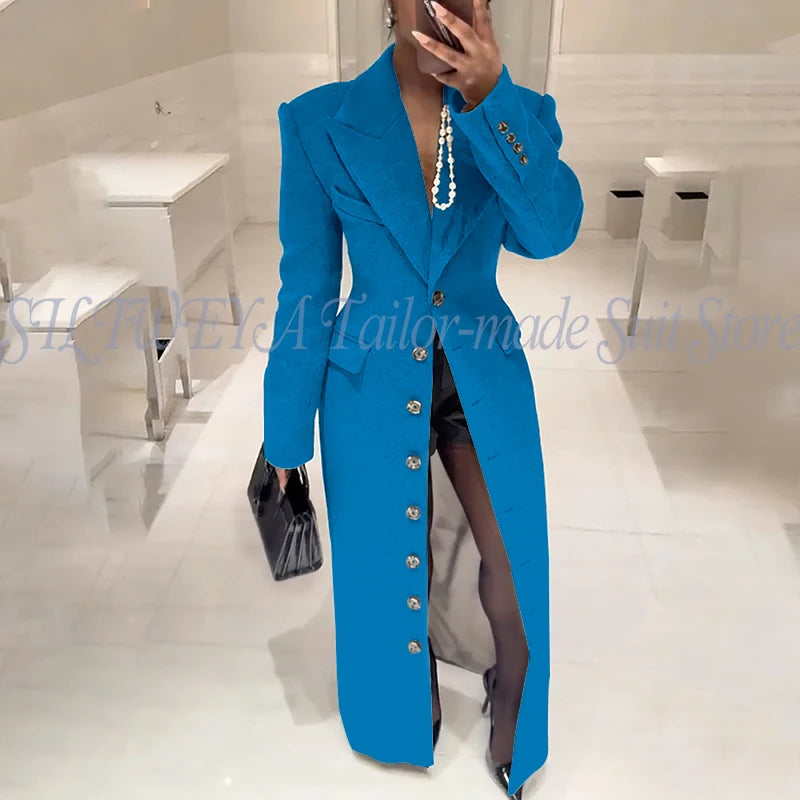 Elegant Slim Fit Blazer With Notched Collar For Women