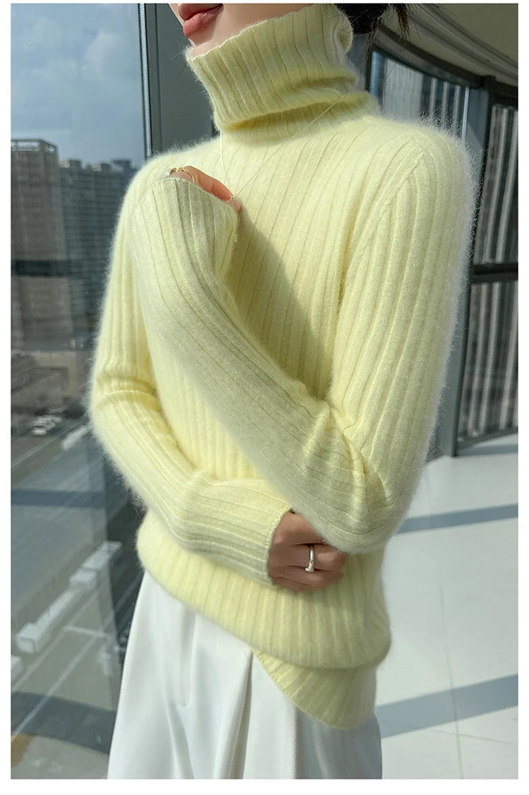 Warm Slim Fit Turtleneck Pullover Sweater for Women