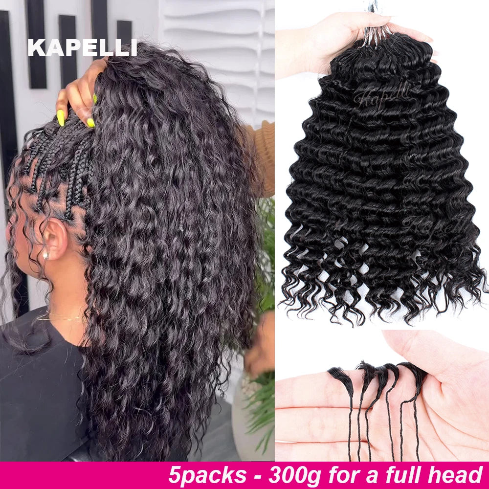 Pre-Divided Deep Wave Human Hair Crochet Extensions for Women