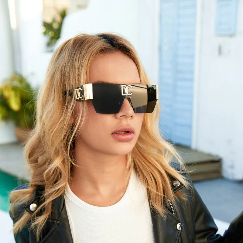 Oversized Shield Sunglasses With UV Protection for Women