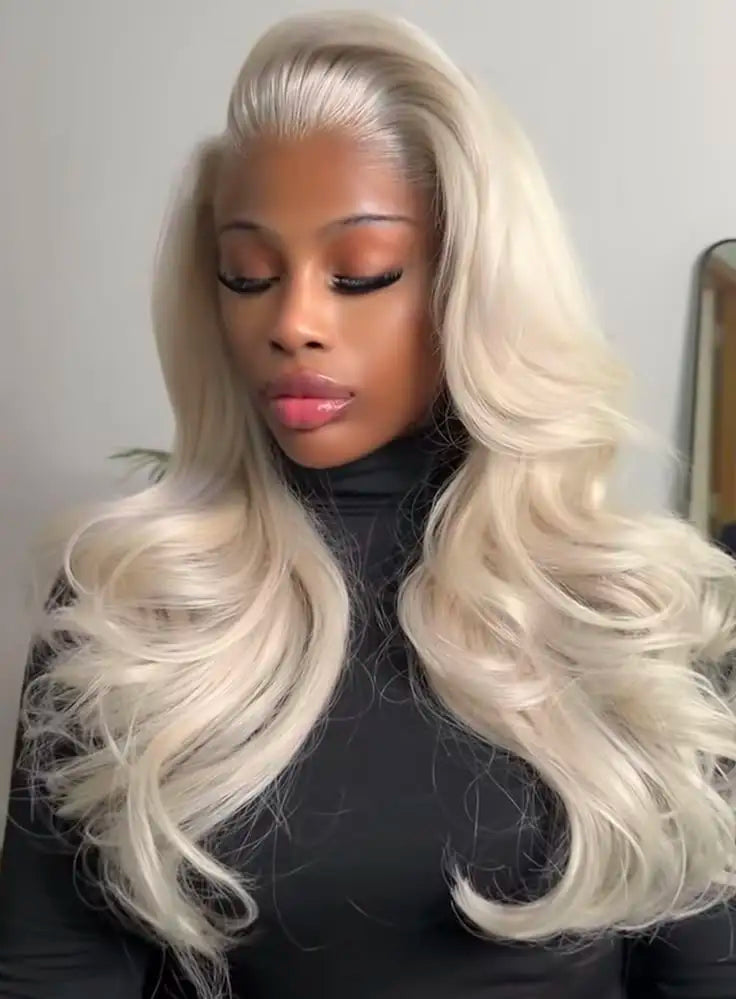 42 Inch Blonde Body Wave Human Hair Lace Front Wig For Women