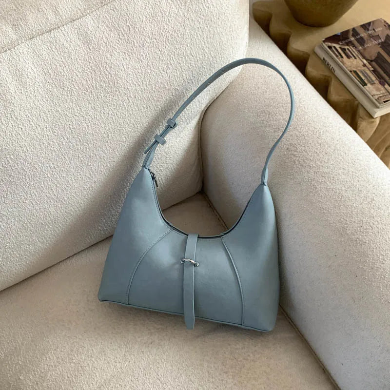 Solid Color Faux Leather Hobo Shoulder Bag for Women