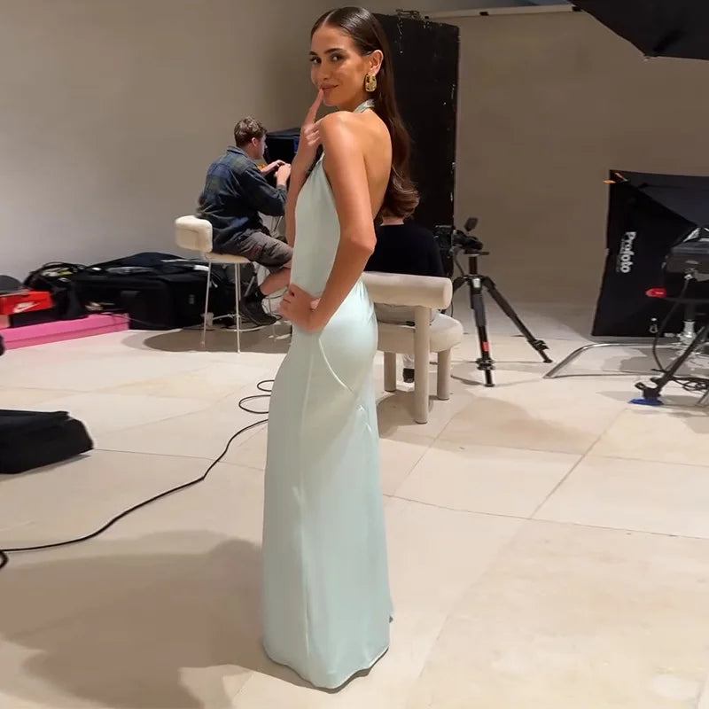 Elegant Sleeveless O Neck Ankle Length Dress for Women