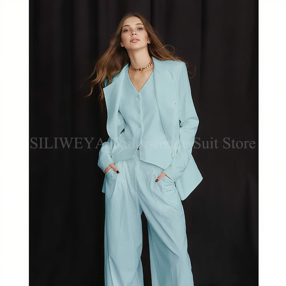 Slim Fit Single Breasted Three Piece Office Suit For Women