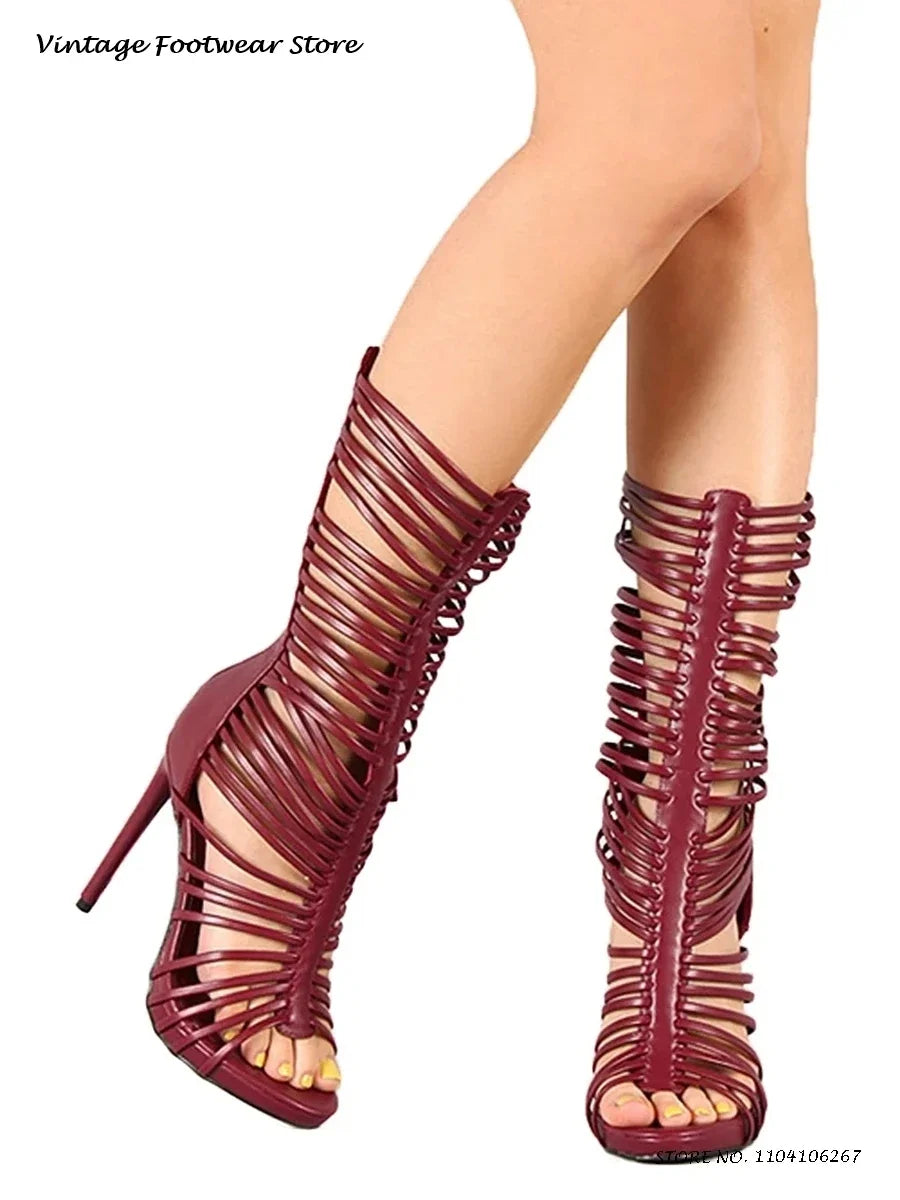 Tassel Strappy Open Toe High Heel Sandals for Women