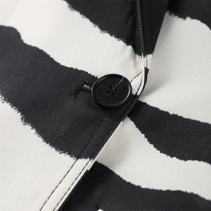 Oversized Zebra Print Long Sleeve Blazer for Women