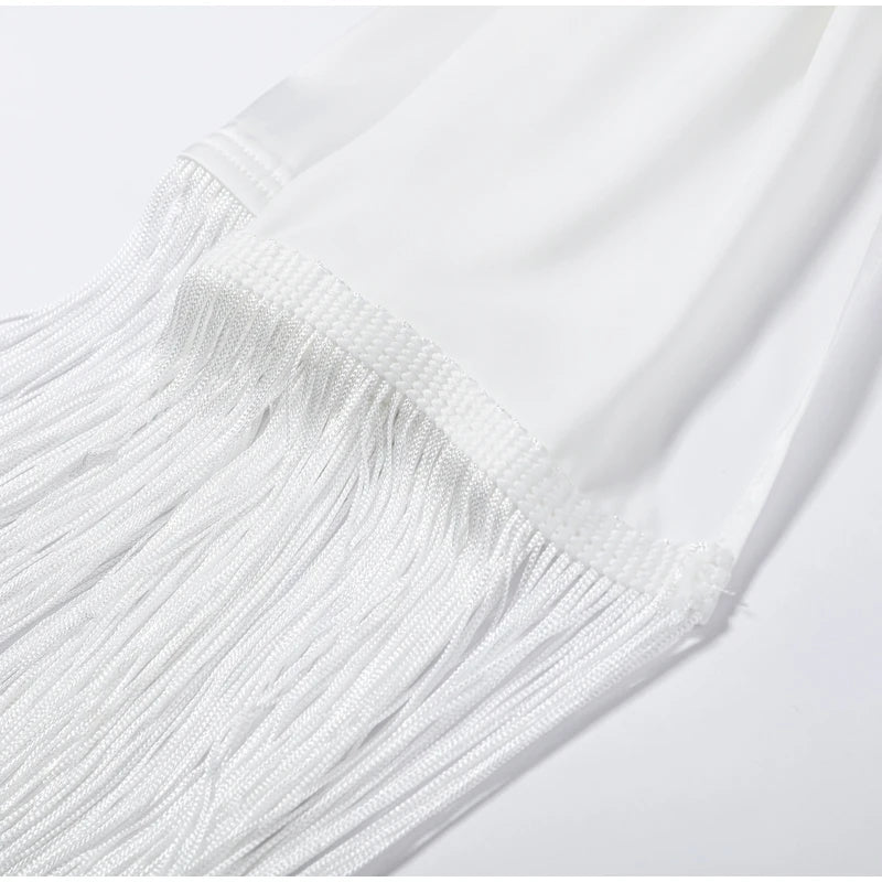 Chic Fringe Tassel Satin Waist Bag With Flowing Strap for Women