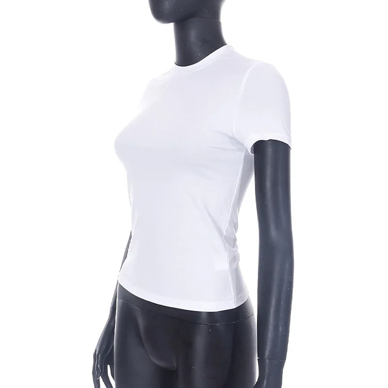 Casual Stretchy Short Sleeve O Neck T Shirt for Women