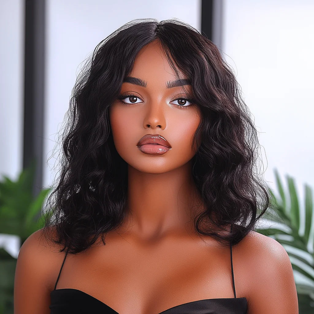 Natural Fluffy Curly Human Hair Short Bob Wig For Women