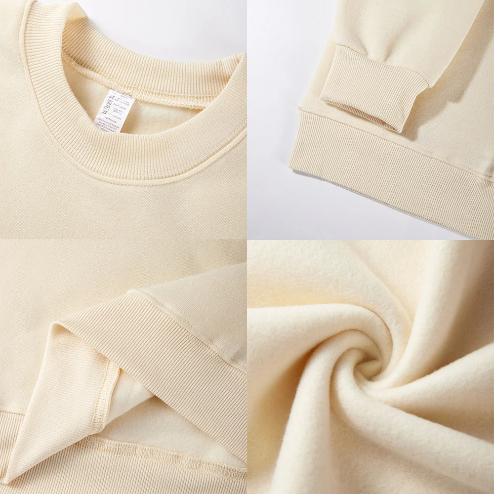 I'M Okay Letter Printed Sweatshirts Womens Autumn Winter Casual Hoodie Fleece Warm Crewneck Pullovers Street Loose Woman Clothes