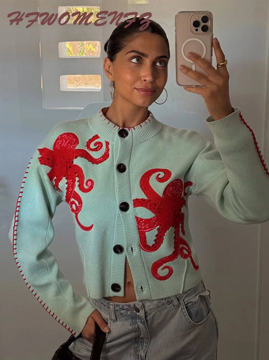 Octopus Jacquard Cardigan