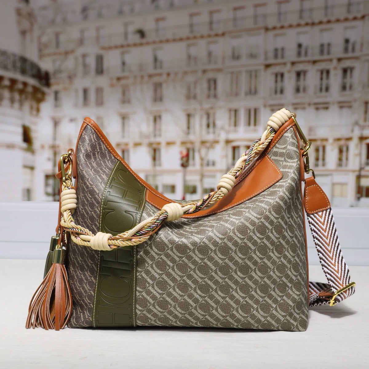 Textured Letter Print Tote And Crossbody Bag for Women