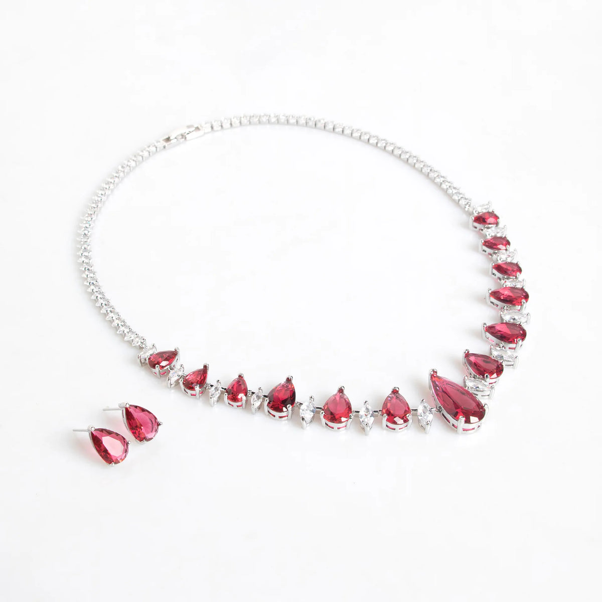 Classic Zircon Bridal Necklace and Earrings Set for Women