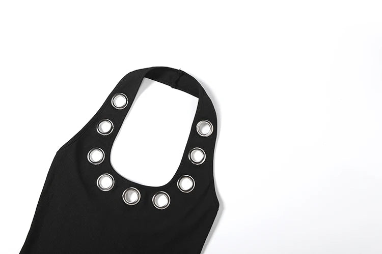 Backless Hollow Out Halter Bodycon Mini Dress for Women