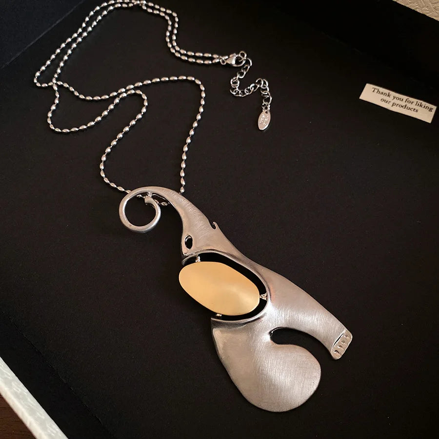 Stylish Elephant Pendant Necklace with Collarbone Chain for Women