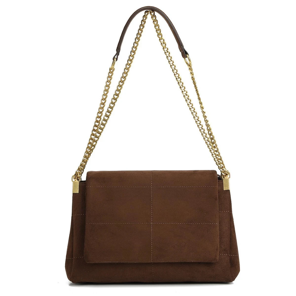 New Women Autumn Winter Suede Shoulder Bag Vintage Tote Bag with Chains Fashion Designer Luxury Handbags Retro Crossbody Bags