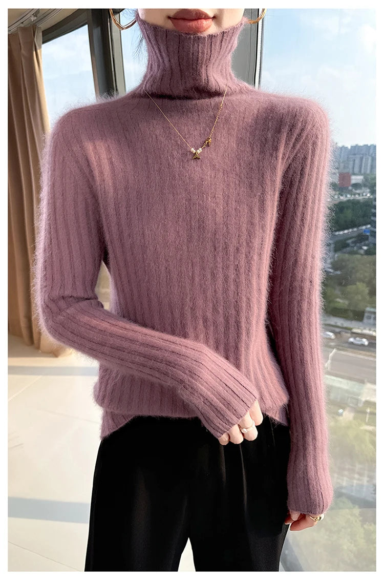 Warm Slim Fit Turtleneck Pullover Sweater for Women