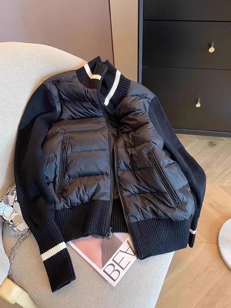 Color Block Knit Down Jacket