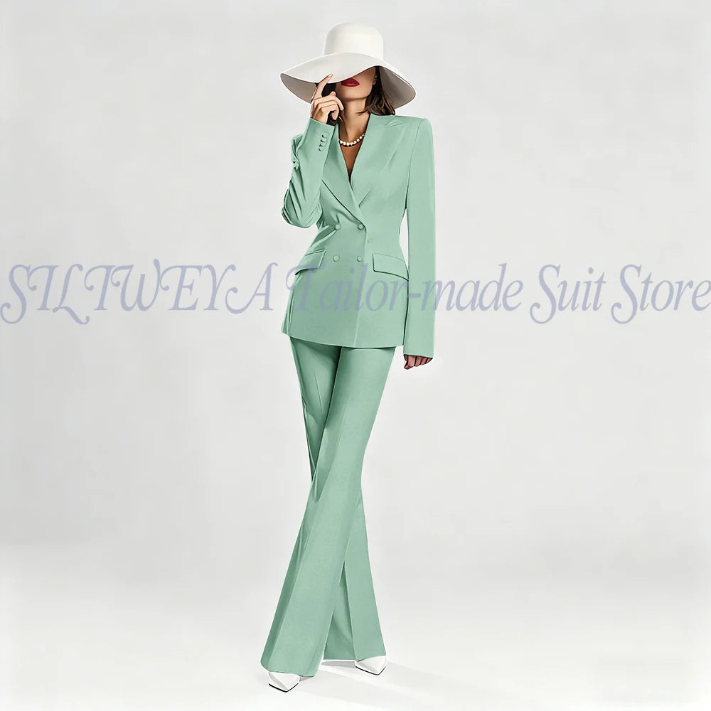 Slim Fit Double Breasted Blazer Suit Set for Women