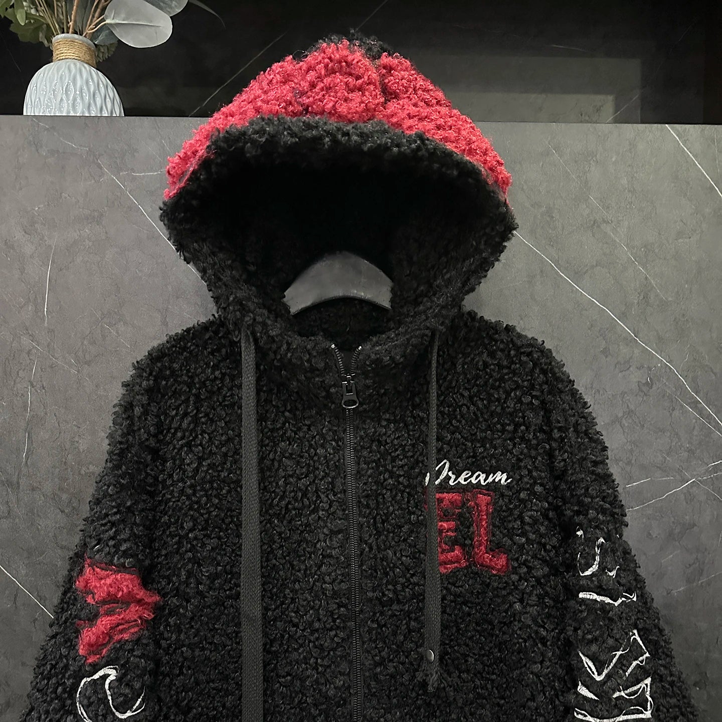 Fashion Autumn Winter Fluffy Overcoat Cute Minnie Loose Hooded Zip Cardigans Coat Mid-long Long Sleeve Sweet Lambswool Jacket