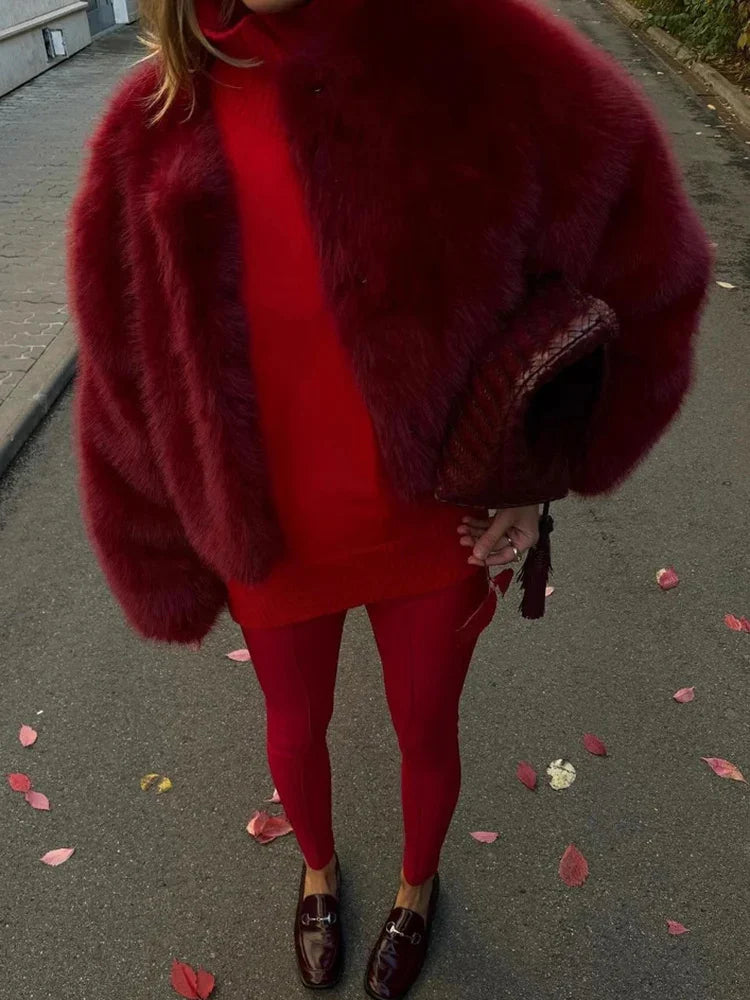 Hooded Faux Fur Coat