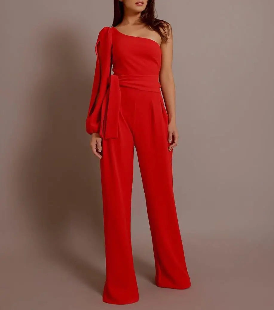 Elegant Slim-Fit One-Sleeve Party Jumpsuit for Women