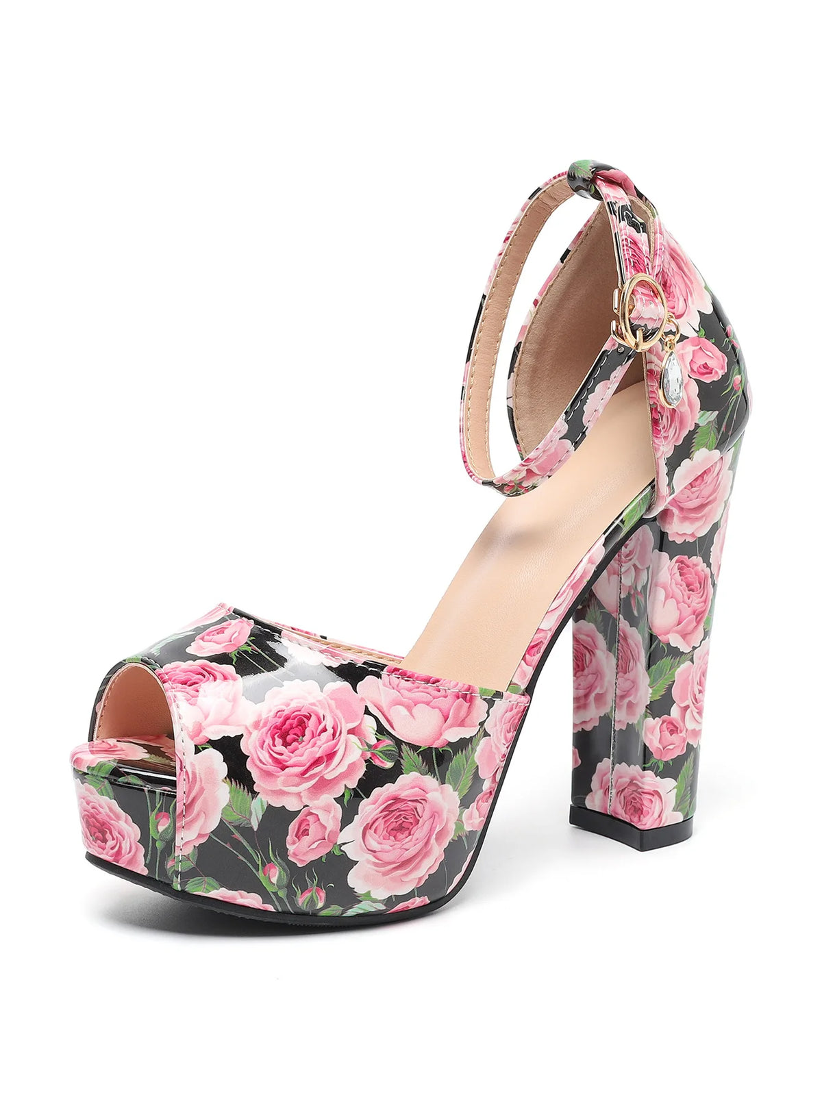 Platform Pink Print Summer High Heel Sandals for Women